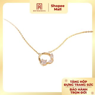 Dây chuyền vàng 10k liền mặt hình tròn kết đá giọt nước dlmy10k01 bảo tín mạnh hải