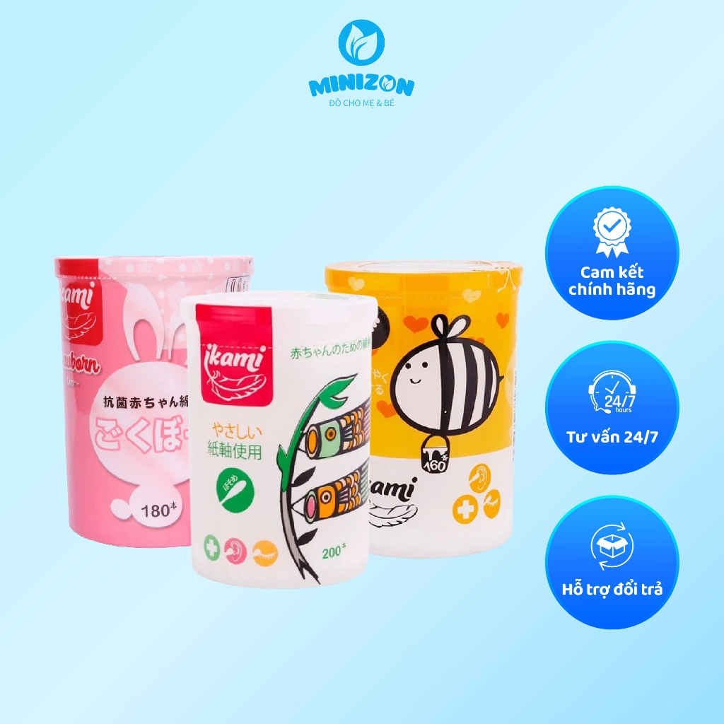 Tăm Bông Trẻ Em Ikami Kháng Khuẩn Công Nghệ Nhật Bản | Minizon Kids
