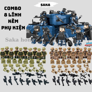Đồ chơi lắp ráp swat army -Combo 8 lính đặc nhiệm mô hình lắp ráp lính quân sự kèm phụ kiện đầy đủ