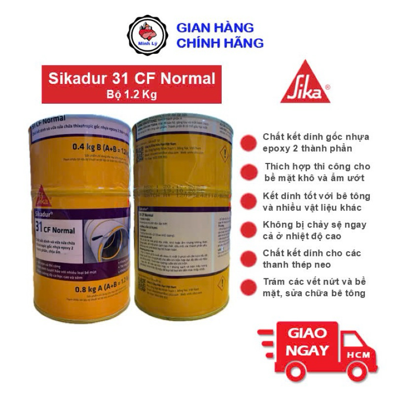   Hỏa Tốc  Bộ 1.2kg Sikadur 31 CF Keo Cấy Thép D<18mm Keo Epoxy Kết Dính Cường Độ Cao Sikadur 731 