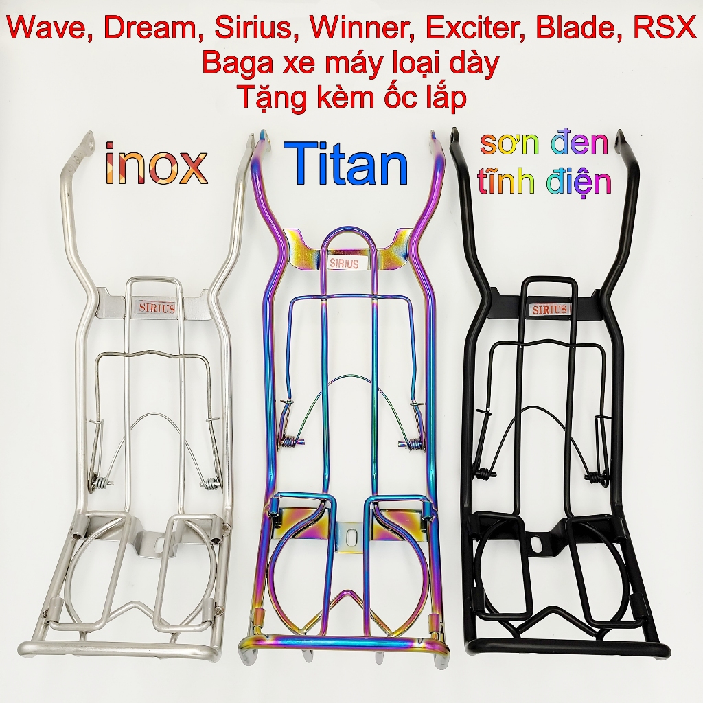 Baga xe Wave Anfa đời năm 2007-2026, Wave 50cc, Sirius, Dream, RSX, Blade, Winner X