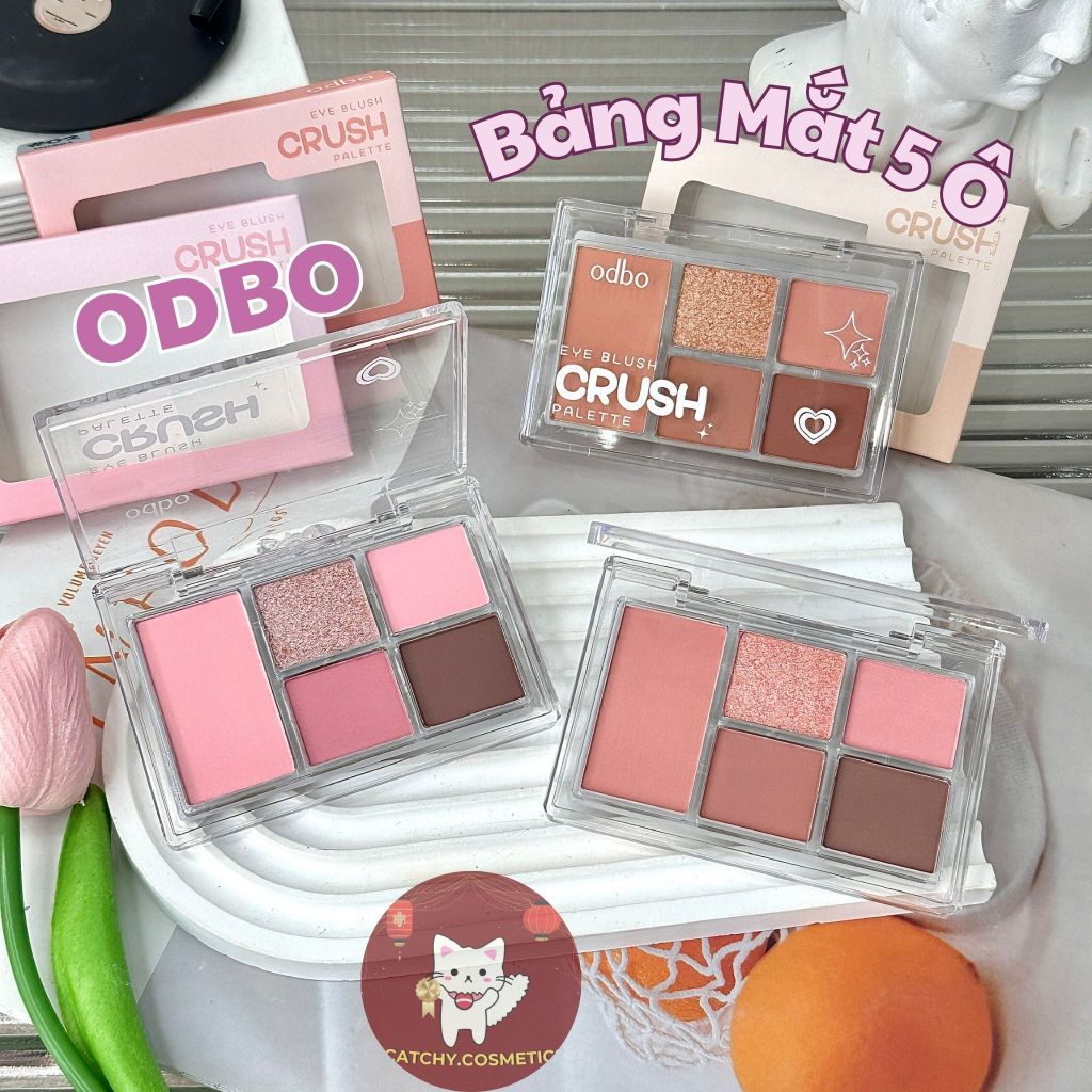 [ODBO] Bảng Phấn Mắt ODBO 5 Ô Nhũ Lì Tích Hợp Má Hồng Vỏ Trong Eye Blush Crush 6g (ODS04)