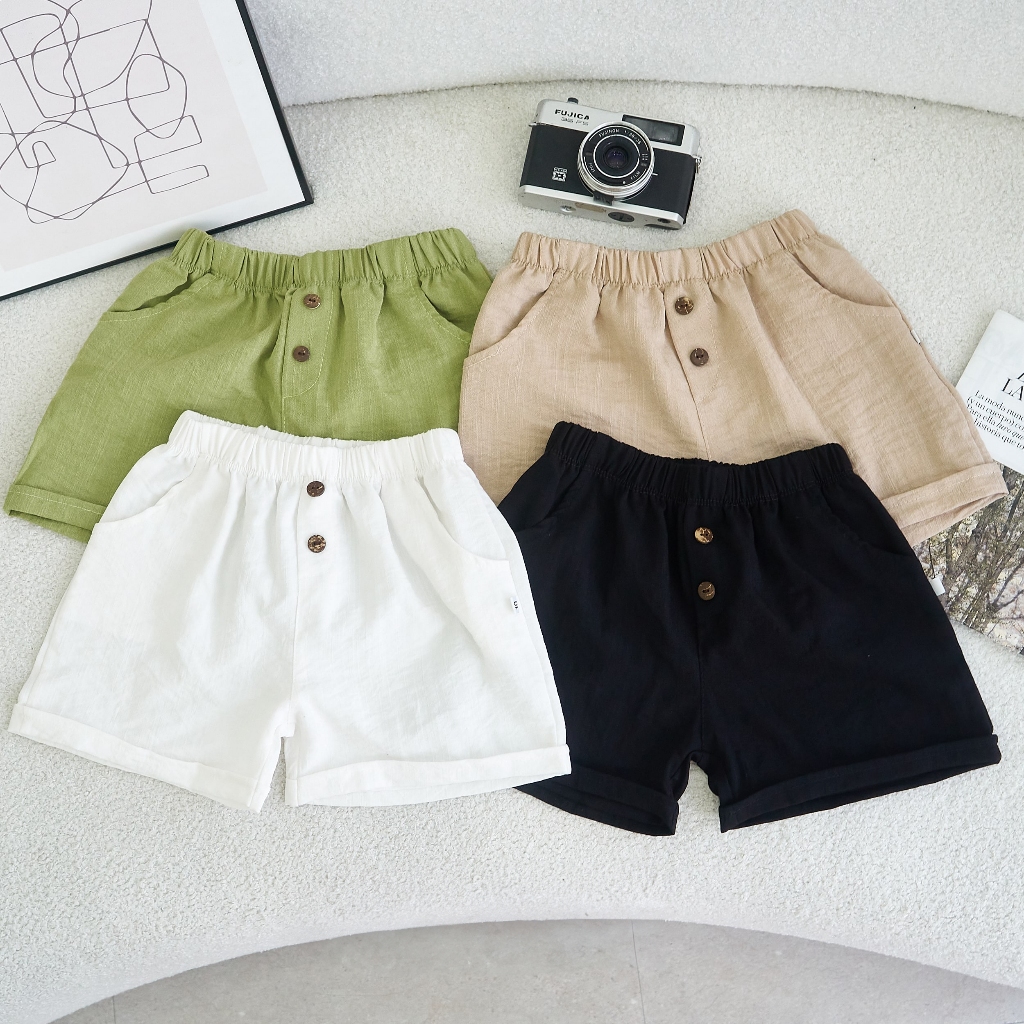 Quần đùi bé trai/ bé gái chất liệu đũi Hàn mềm mịn thiết kế sành điệu QK04 + QK13