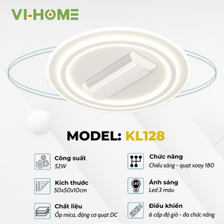 Quạt trần không cánh Vi-Home kèm đèn led kết hợp trang trí phòng khách phòng ngủ