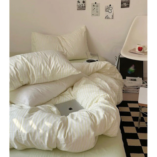 Set chăn ga 4 món cotton tici phối kẻ caro