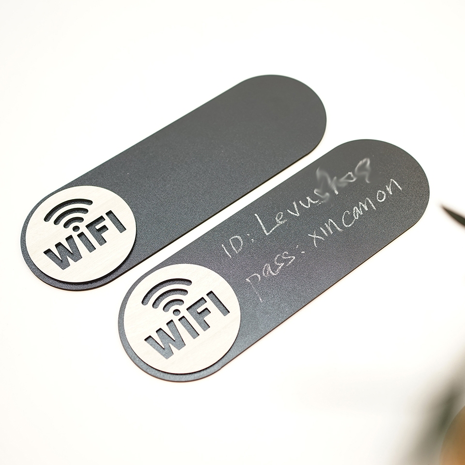 Bảng tên wifi bằng gỗ đen viết phấn nội dung password wifi LEVU TW12