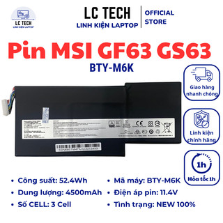 Pin msi gf63 gs63 8rd 8rc gf75 bty bty-m6k 52.4wh, pin laptop msi bty-m6k gf63 gf63-9rcx gf75 gs73vr 7rg 7rg-005 ms-17b4