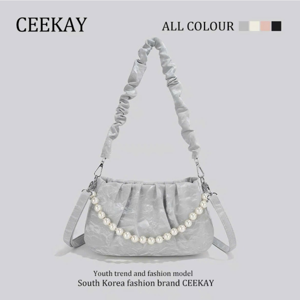 Túi Xách Ceekay Chính Hãng - Túi Xách Nữ Đeo Vai Tote Phối Dây Ngọc Trai Loang Thanh Lịch Sang Trọng Mẫu Mới Nhà Ceekay