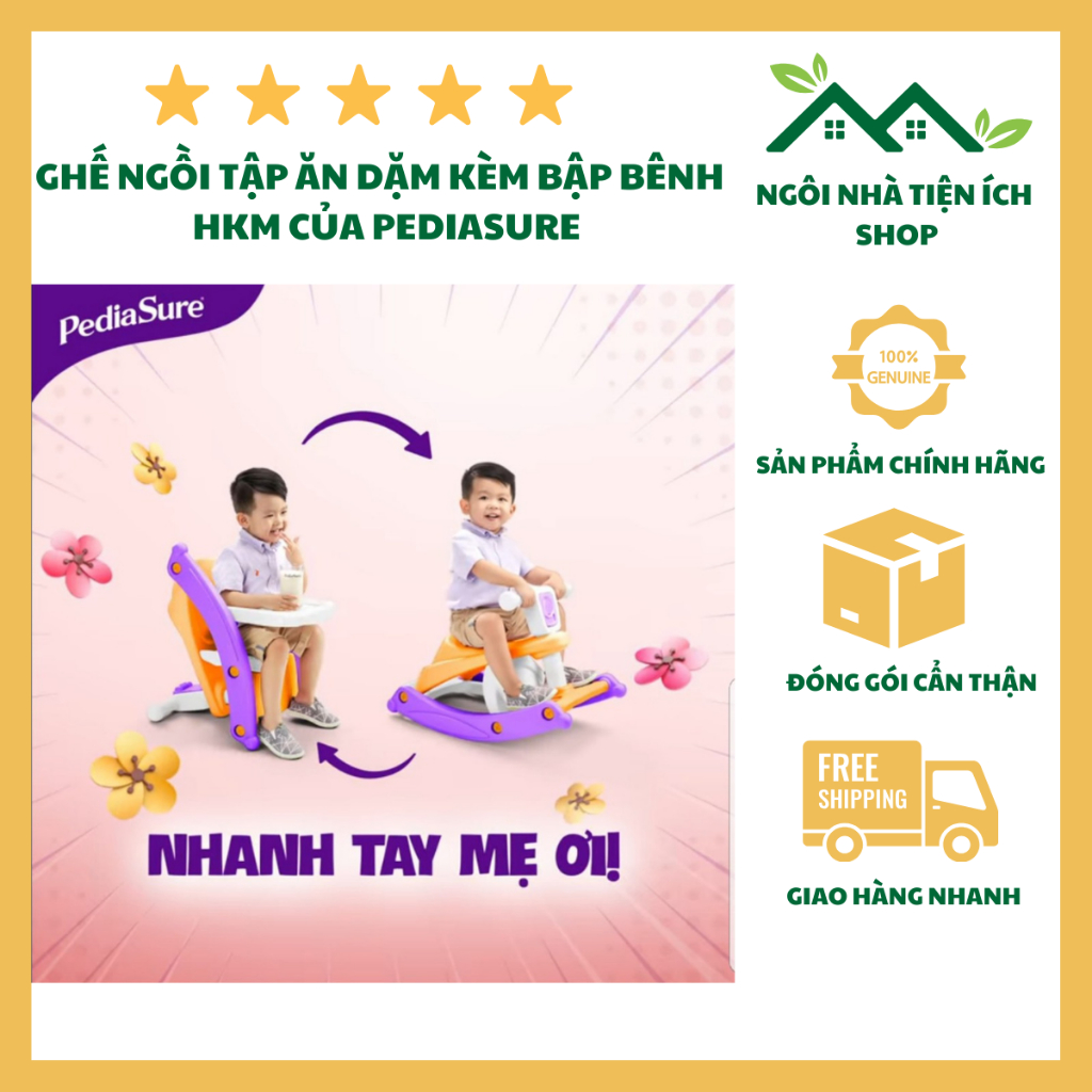 Ghế Ăn Dặm Kiêm Bập Bênh 2 in 1 Cho Bé, Nhựa ABS Chắc Chắn, Hàng Khuyến Mãi Xịn Của Hãng PediaSure