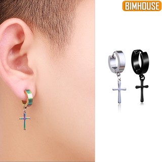 Bông tai BIMHOUSE, khuyên tai nam nữ thời trang titan họa tiết chữ thập mỏng cá tính (1 chiếc)