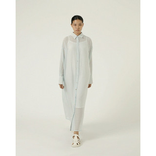 Normallife | DRESS 06 Váy sọc xanh xuyên thấu cổ sơ mi