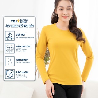Áo thun tay dài nữ TOLI cổ tròn màu trơn, form vừa dáng, vải cotton 4 chiều mềm mịn - LHB07