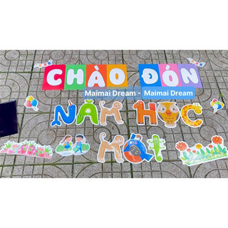 Bộ trang trí bảng Chào đón năm học mới - tặng kèm nam châm lá đính bảng