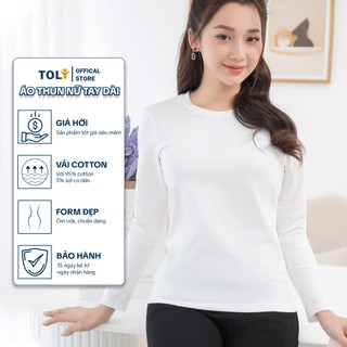 Áo thun tay dài nữ TOLI cổ tròn màu trơn, form vừa dáng, vải cotton 4 chiều mềm mịn - LHB10