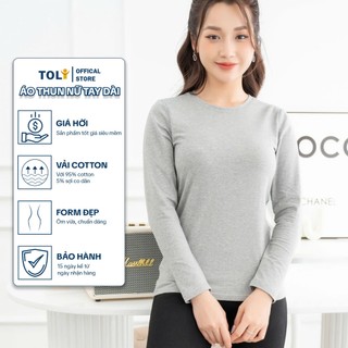 Áo thun tay dài nữ TOLI cổ tròn màu trơn, form vừa dáng, vải cotton 4 chiều mềm mịn - LHB09