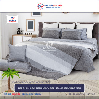 ☀️ bộ chăn ga gối ☀️ hanvico blue sky dlp185, chất liệu - cotton cao cấp