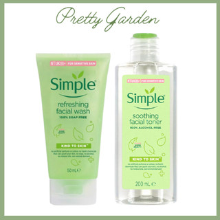 Combo dưỡng da Simple 2 sản phẩm làm sạch da cơ bản cho mọi loại da ( Toner 200ml + Sữa rửa mặt150ml)
