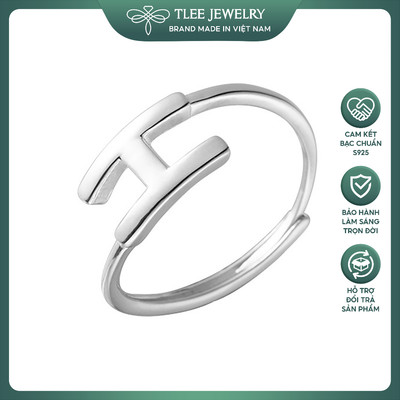 Nhẫn bạc nữ TLEE, nhẫn bạc chữ H freesize cá tính TLEE JEWELRY