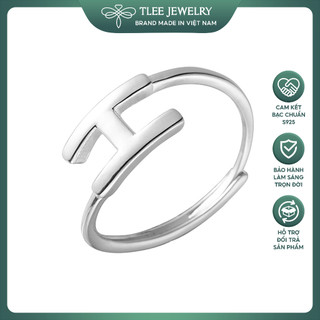 Nhẫn bạc nữ tlee, nhẫn bạc chữ h freesize cá tính tlee jewelry