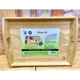 Khay đáy gỗ tay cầm oval đức thành 21741 - khay gỗ đức thành size trung 21741 - khay trà, khay đựng thức ăn
