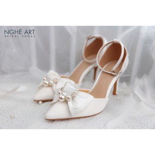 Giày cưới Nghé Art cao gót nơ 483-340T