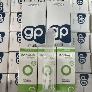  Combo 2 dung dịch ngâm kính áp tròng cứng Avizor GP multi 240ml & 3 nước mắt nhân tạo lacrifresh comfort 15ml 