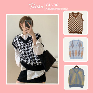 [Hàng Xịn, Giá Tốt] Áo Gile Len Trơn ( Áo Không Tay) Phong Cách Thời Trang Vintage Họa Tiết Caro Hottrend - Mã TA001
