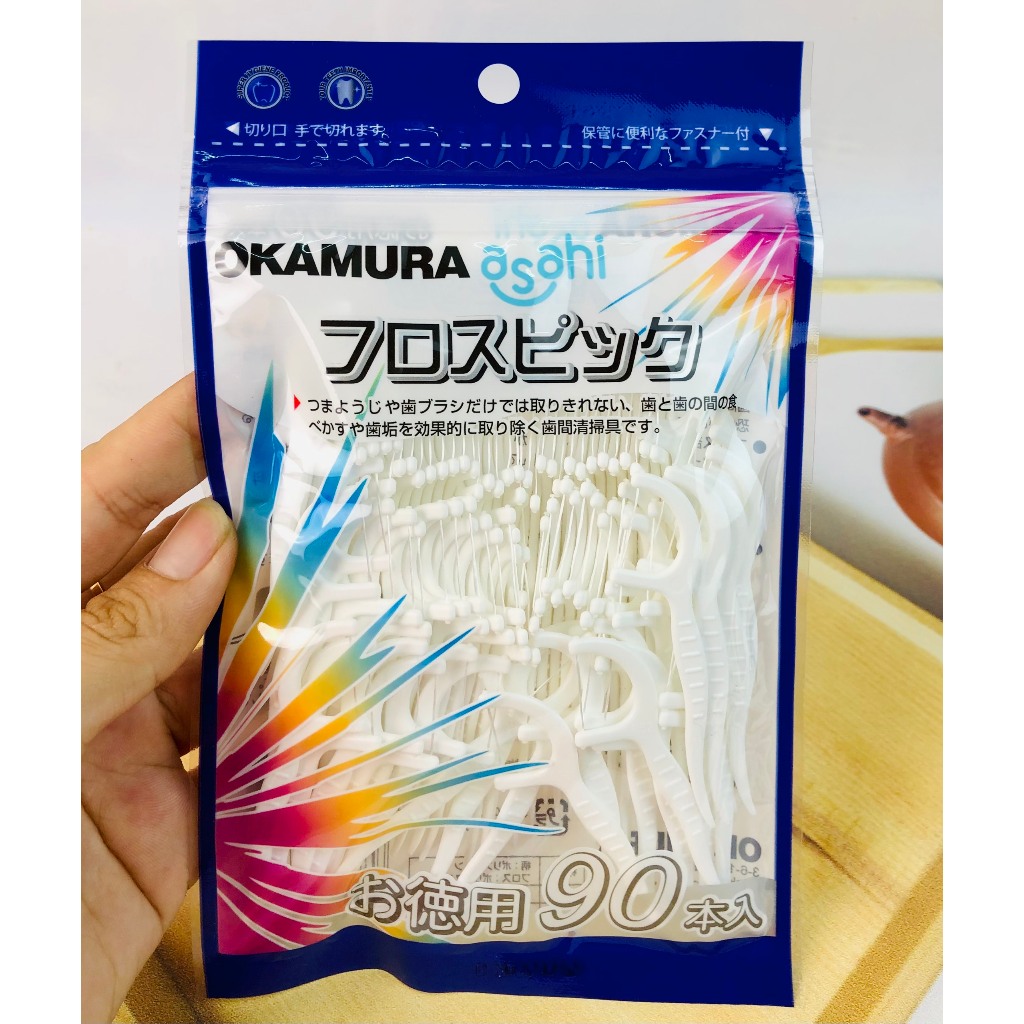 Tăm chỉ Okamura 90 cây/ gói Chăm sóc răng miệng - Tăm chỉ nha khoa Okamura tiêu chuẩn Nhật Bản