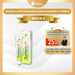 Bác Sĩ Cung Baifem K - Gel Dưỡng Ẩm Hoàng Cầm, Bảo vệ, Dịu Nhe, Da Cơ Địa, Chàm Sữa, Mẩn Ngứa (Tuýp 15g)