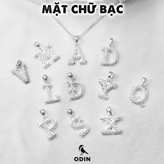 Mặt Dây Chuyền CHỮ CÁI Bạc Alphabet Nam Nữ ODIN (không gồm dây) - Bạc S925 đính đá - Tặng kèm box ODIN & Nước rửa bạc