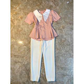 (thanh lý new tag, tặng 1 nước hoa mini) set áo peplume + quần Jean trắng