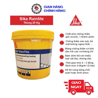 [Hỏa Tốc] Thùng 20kg Sơn Chống Thấm Sika Raintite Cho Tường Đứng Sàn Mái Ngoài Trời Gốc Acrylic