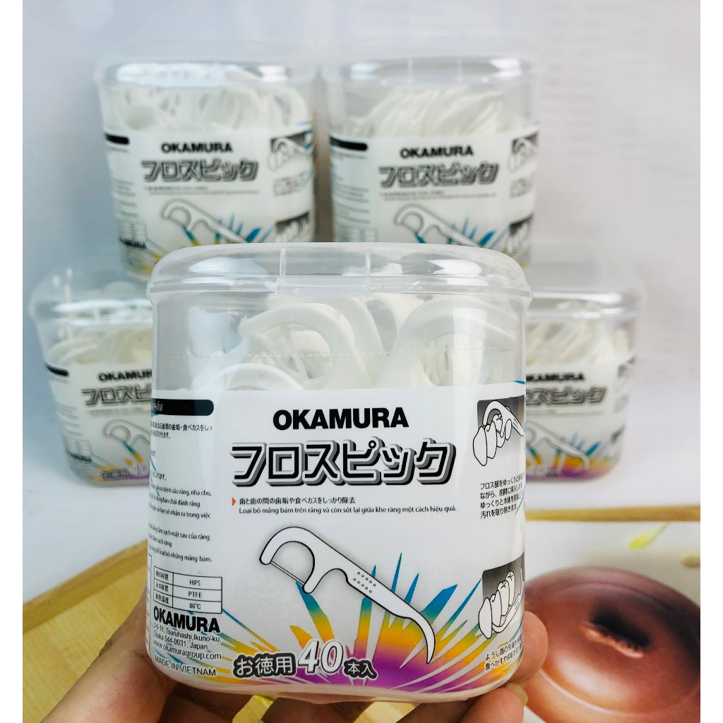 Tăm chỉ nha khoa Okamura chất lượng Nhật Bản 40 cây/ hộp - Tăm chỉ kẽ răng Okamura