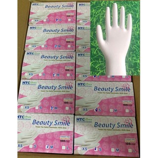 Găng tay y tế HTC Nitrile SMILE không bột màu trắng 100 cái / hộp
