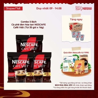  Combo 3 Bịch Cà phê đen hòa tan NESCAFE Café Việt (Túi 35 gói x 16g)