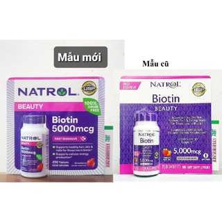 Thanh lý mẫu cũ date 3/25 - viên ngậm hỗ trợ mọc tóc natrol biotin 5000mcg chai 250 viên từ mỹ - biotin 5000 mcg