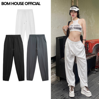 Quần Jogger Nữ Trơn Bo Gấu Vải Dù Lạnh 6 Màu BOM HOUSE Ống Rộng Hỗ Trợ Tập Gym Yoga Chạy Bộ Cao Cấp