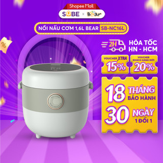 Nồi cơm điện tử đa năng bear 1,6l cảm ứng cảm biến nhiệt, chống trào giữ ấm 12 tiếng sb-nc16l