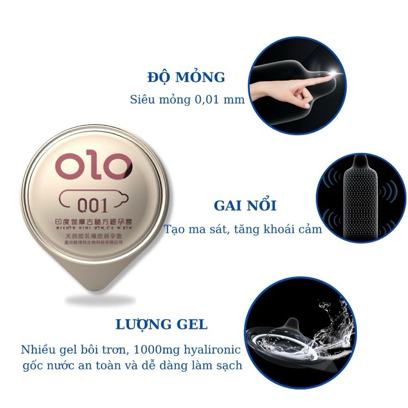 BAO CAO SU OLO 0.01, MỎNG 0.01, NHIỀU GEL, TRUYỀN NHIỆT, GÂN GAI, KÉO DÀI THỜI GIAN, HÀNG CHÍNH HÃNG