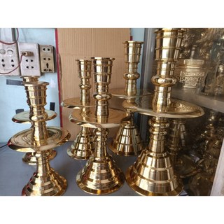 Cặp Chân đèn nến bằng đồng trơn truyền thống