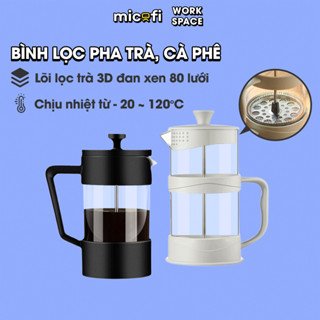 Bình Nước Pha Trà Micofi Giữ Nhiệt, Ấm Pha Trà Cà Phê Thuỷ Tinh, Bình Nước Hãm Cafe Có Lõi Lọc 2 Lớp Dung Tích 1 Lít