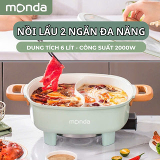 Nồi Lẩu Điện Đa Năng Dung Tích 6L Cao Cấp, Nồi 2 Ngăn Kiểu Dáng Cổ Điển Bảo Hành 12 Tháng