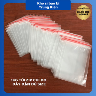 1 kg Túi zipper chỉ đỏ loại tốt, dày dặn, chắc chắn | Tổng Kho Sỉ Bao Bì Trung Kiên