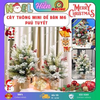 Cây thông noel mini để bàn M6 PHỦ TUYẾT 45cm / 60cm, cây thông noel để bàn trang trí giáng sinh
