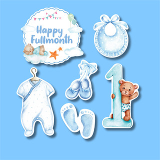 Sp069140 set que giấy- full month số 1 gấu xanh