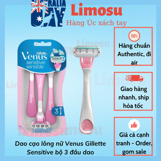 (Set 3 dao - CÓ CHE TÊN) Set dao cạo lông cho nữ Gillette Sensitive Venus Spa - Hàng chính hãng đủ bill