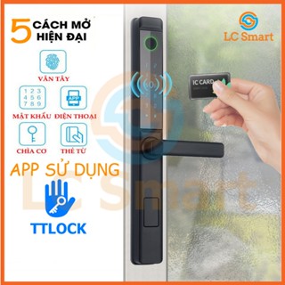 Khóa vân tay cửa nhôm Xingfa thông minh LC-F09 dùng app TTLOCK - Phù hợp cửa nhôm XINGFA và cửa gỗ - BH 12 tháng