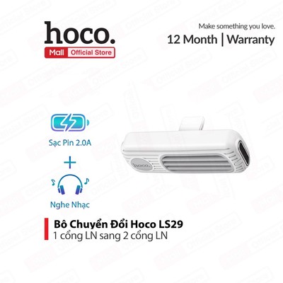 Bộ Chuyển Đổi Hoco LS29 1 cổng LN sang 2 cổng LN vừa sạc vừa nghe nhạc ,chơi game dùng cho ip6/7/8/9/X/11/12/13/14