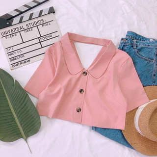 Sơ Mi Croptop Tay Ngắn Hở Lưng