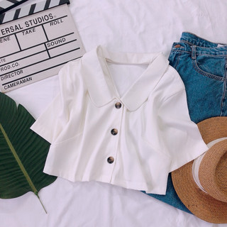 Sơ Mi Croptop Tay Ngắn Hở Lưng